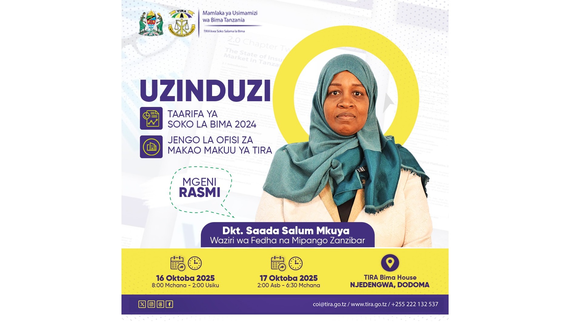 Hon. Saada Mkuya to Lead Launch of TIRA Bima House and Market Report
