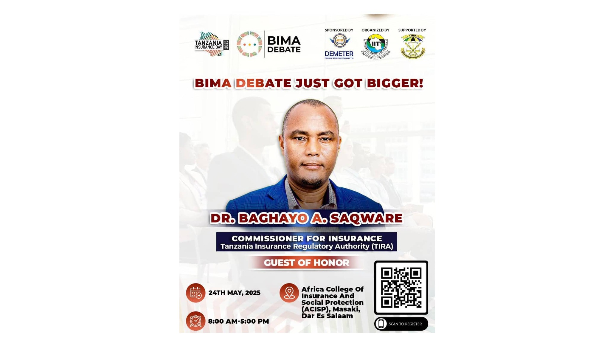 BIMA DEBATE JUST GOT BIGGER - COMMISSIONER OF INSURANCE AS THE GUEST OF HONOR